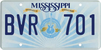 MS license plate BVR701