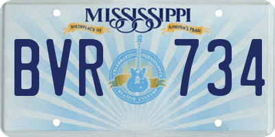MS license plate BVR734