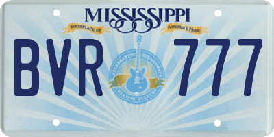 MS license plate BVR777