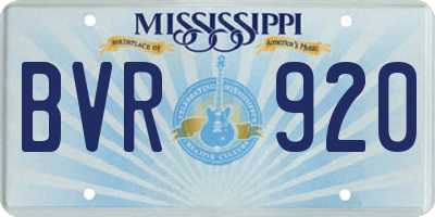 MS license plate BVR920