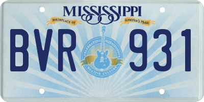MS license plate BVR931