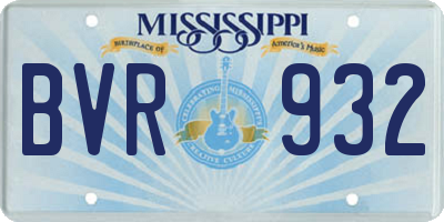 MS license plate BVR932