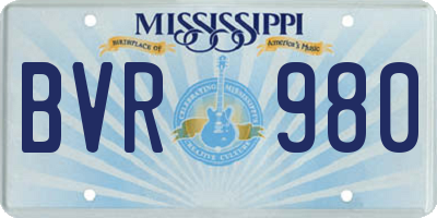MS license plate BVR980