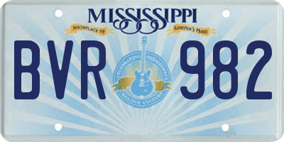 MS license plate BVR982
