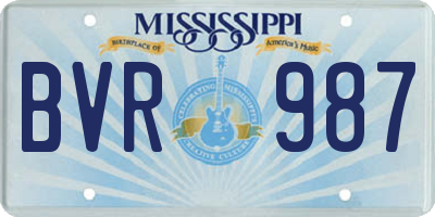 MS license plate BVR987