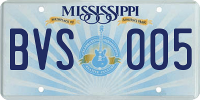 MS license plate BVS005
