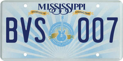 MS license plate BVS007