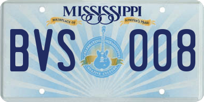 MS license plate BVS008