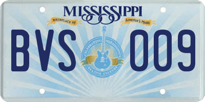MS license plate BVS009