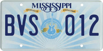 MS license plate BVS012
