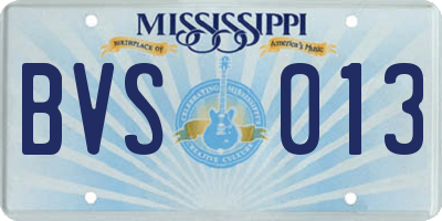 MS license plate BVS013