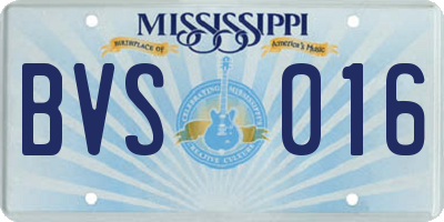 MS license plate BVS016