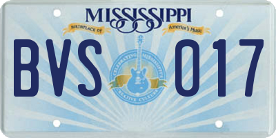 MS license plate BVS017