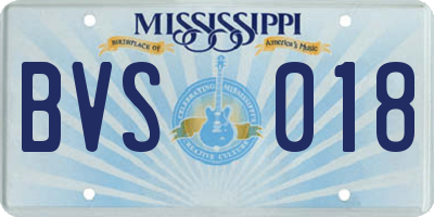 MS license plate BVS018