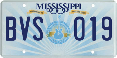 MS license plate BVS019