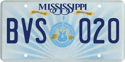 MS license plate BVS020