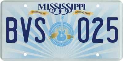 MS license plate BVS025