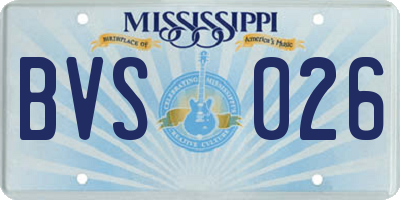 MS license plate BVS026