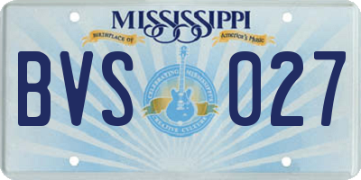 MS license plate BVS027