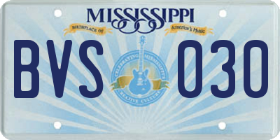 MS license plate BVS030