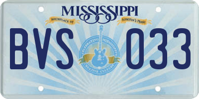 MS license plate BVS033
