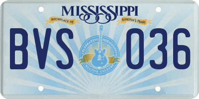 MS license plate BVS036