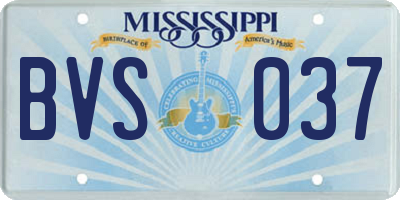 MS license plate BVS037