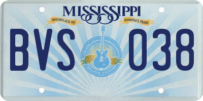 MS license plate BVS038