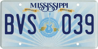 MS license plate BVS039