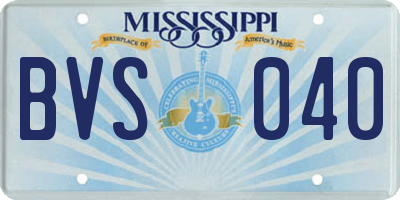 MS license plate BVS040
