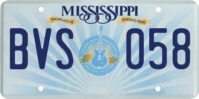 MS license plate BVS058