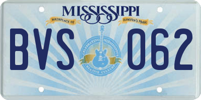 MS license plate BVS062