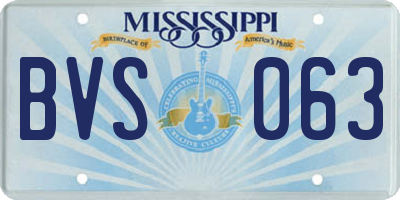MS license plate BVS063