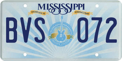 MS license plate BVS072