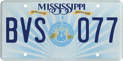 MS license plate BVS077