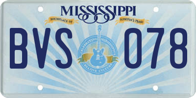MS license plate BVS078