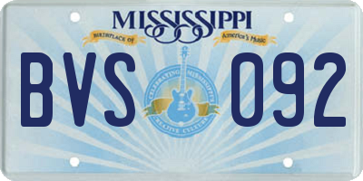 MS license plate BVS092