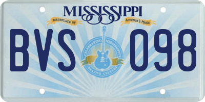 MS license plate BVS098
