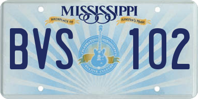 MS license plate BVS102