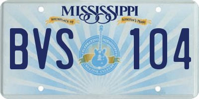 MS license plate BVS104