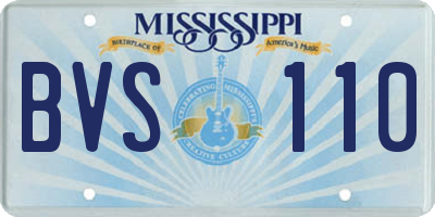 MS license plate BVS110