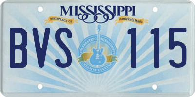 MS license plate BVS115