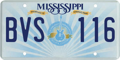 MS license plate BVS116
