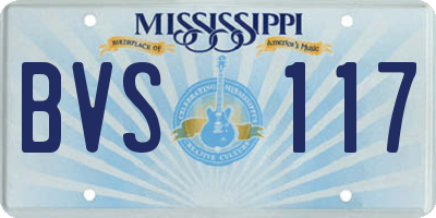 MS license plate BVS117