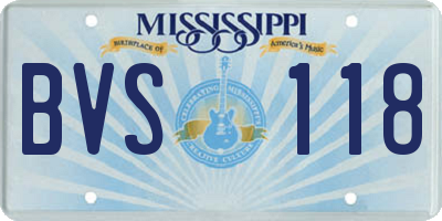 MS license plate BVS118