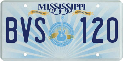 MS license plate BVS120