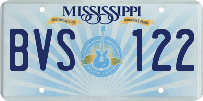 MS license plate BVS122