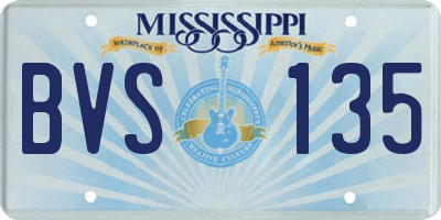 MS license plate BVS135