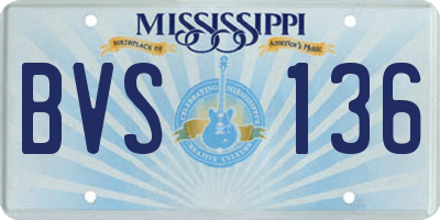 MS license plate BVS136
