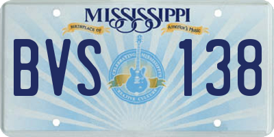 MS license plate BVS138